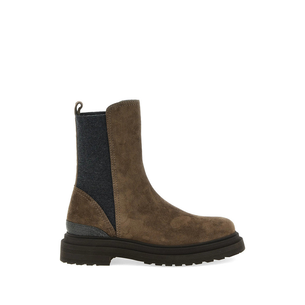 Brown Color Block Monili Boots 1