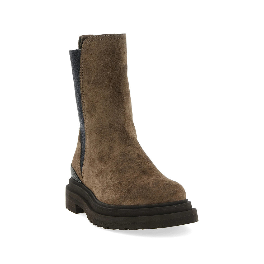 Brown Color Block Monili Boots 2