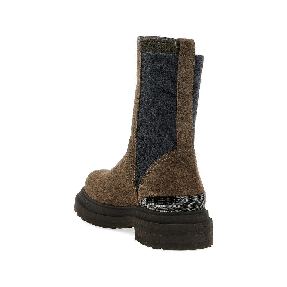Brown Color Block Monili Boots 4