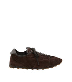 Dark Brown Textured Tennis Sneakers 1