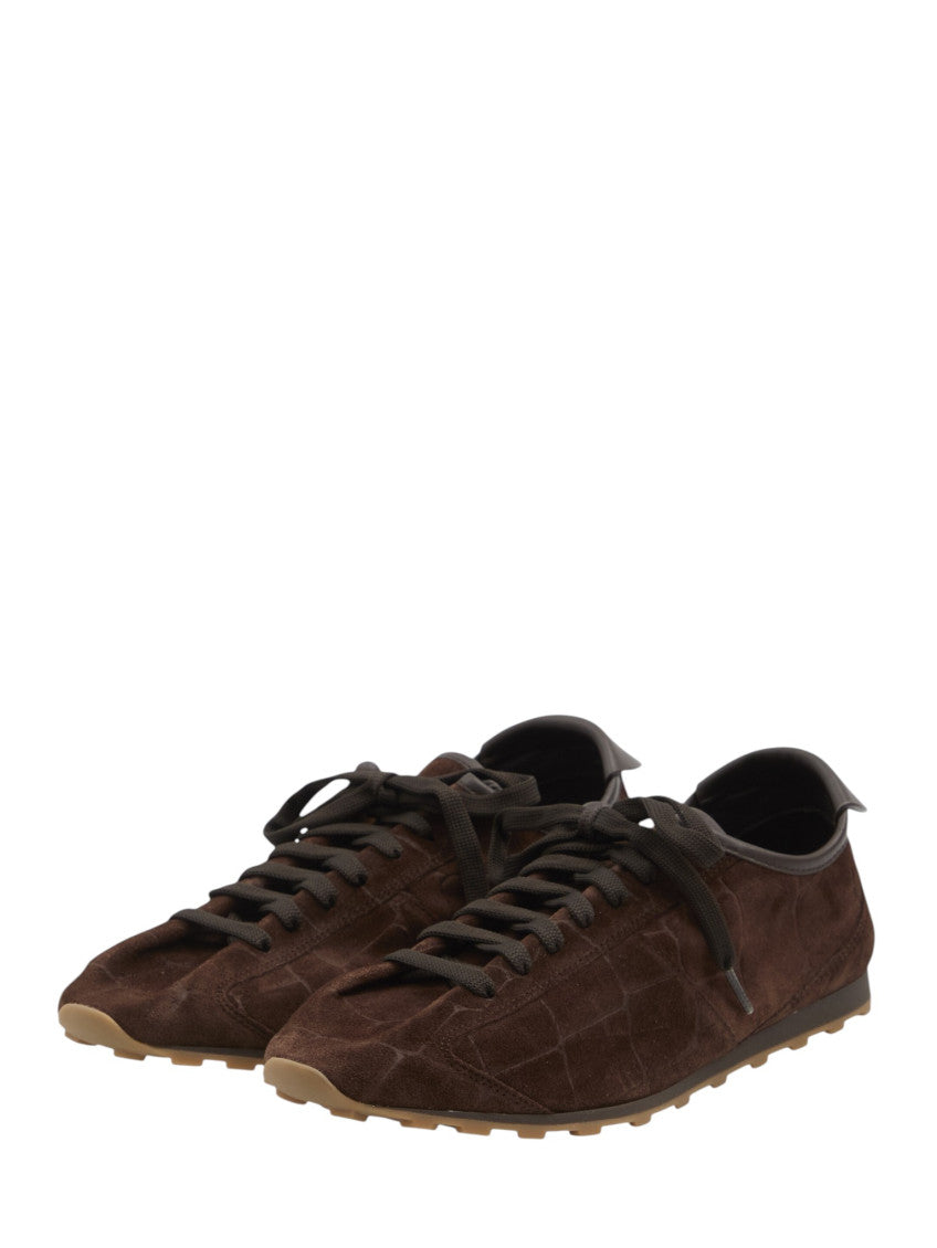 Dark Brown Textured Tennis Sneakers 2