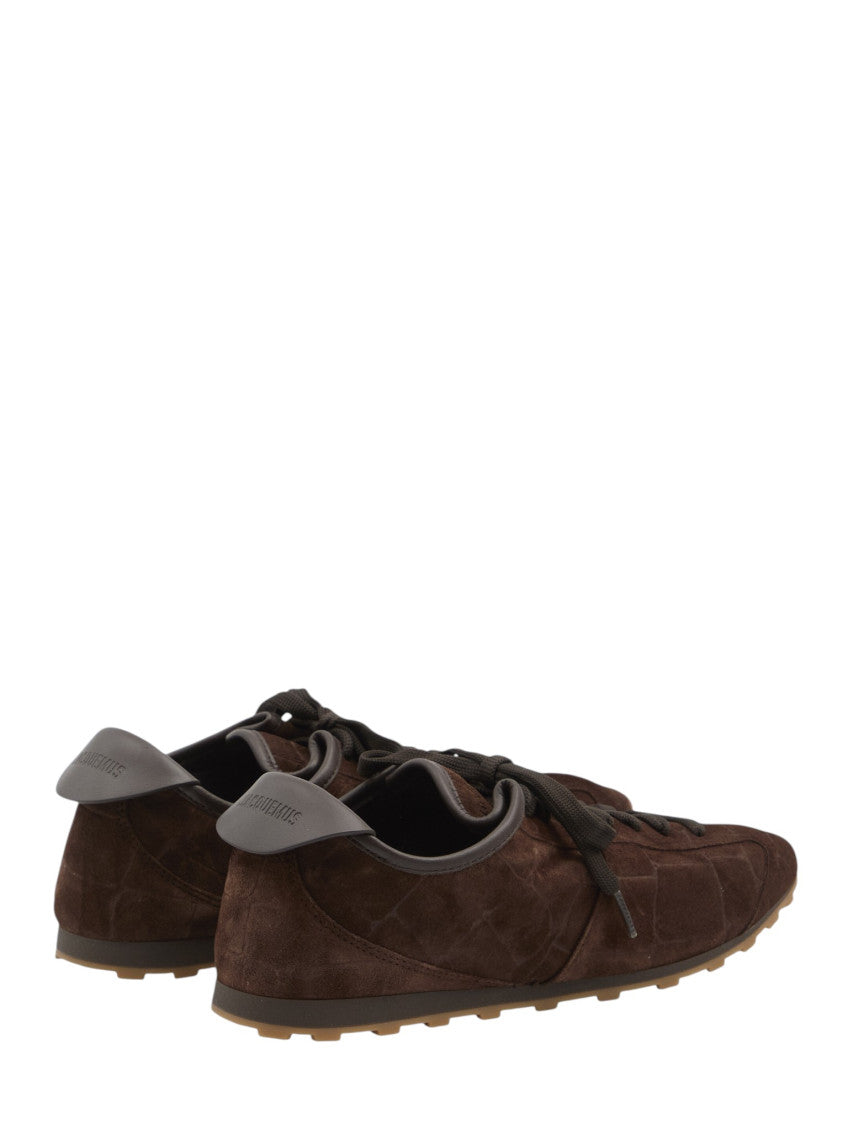 Dark Brown Textured Tennis Sneakers 3