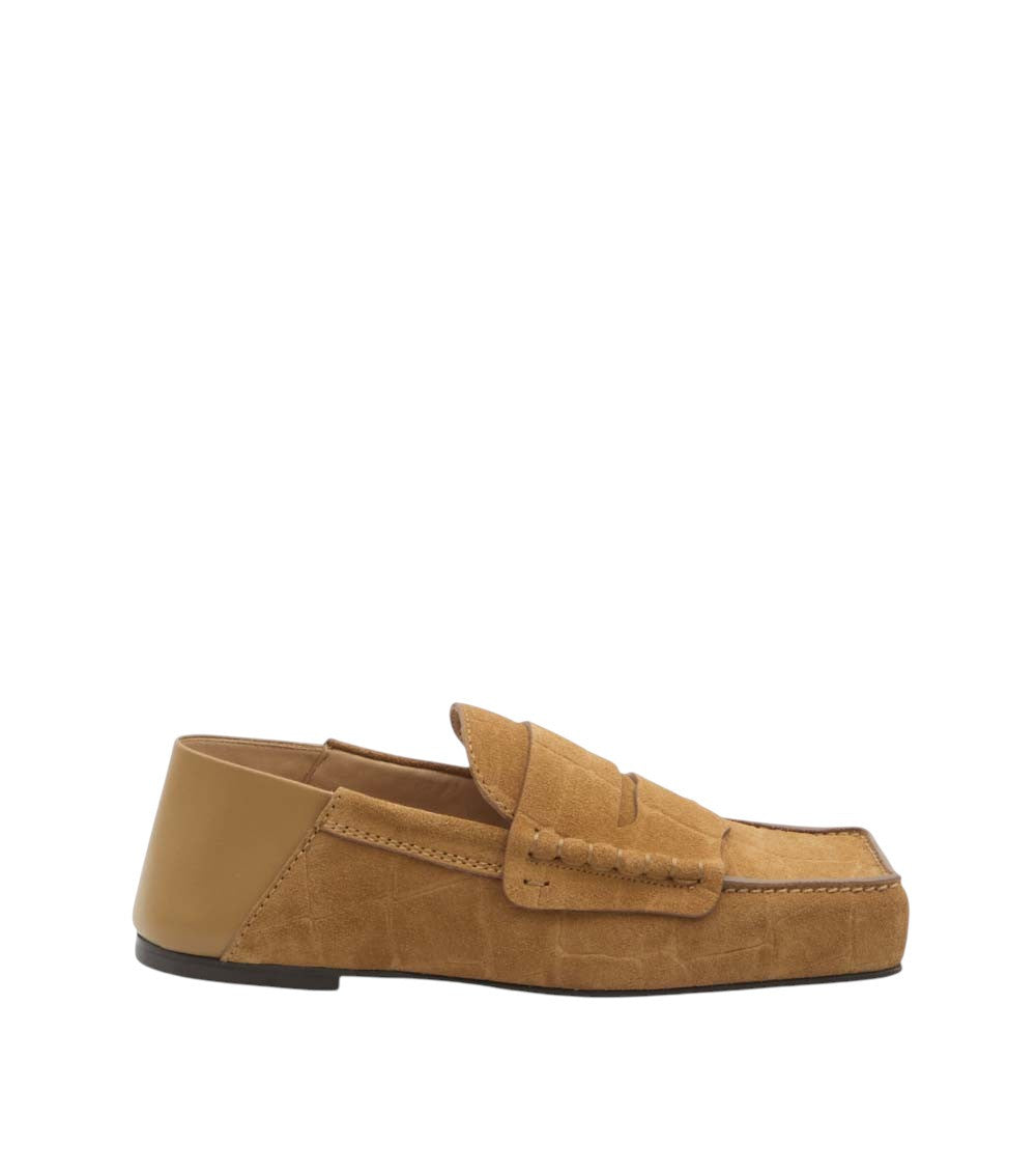 Beige Textured Loafers 1