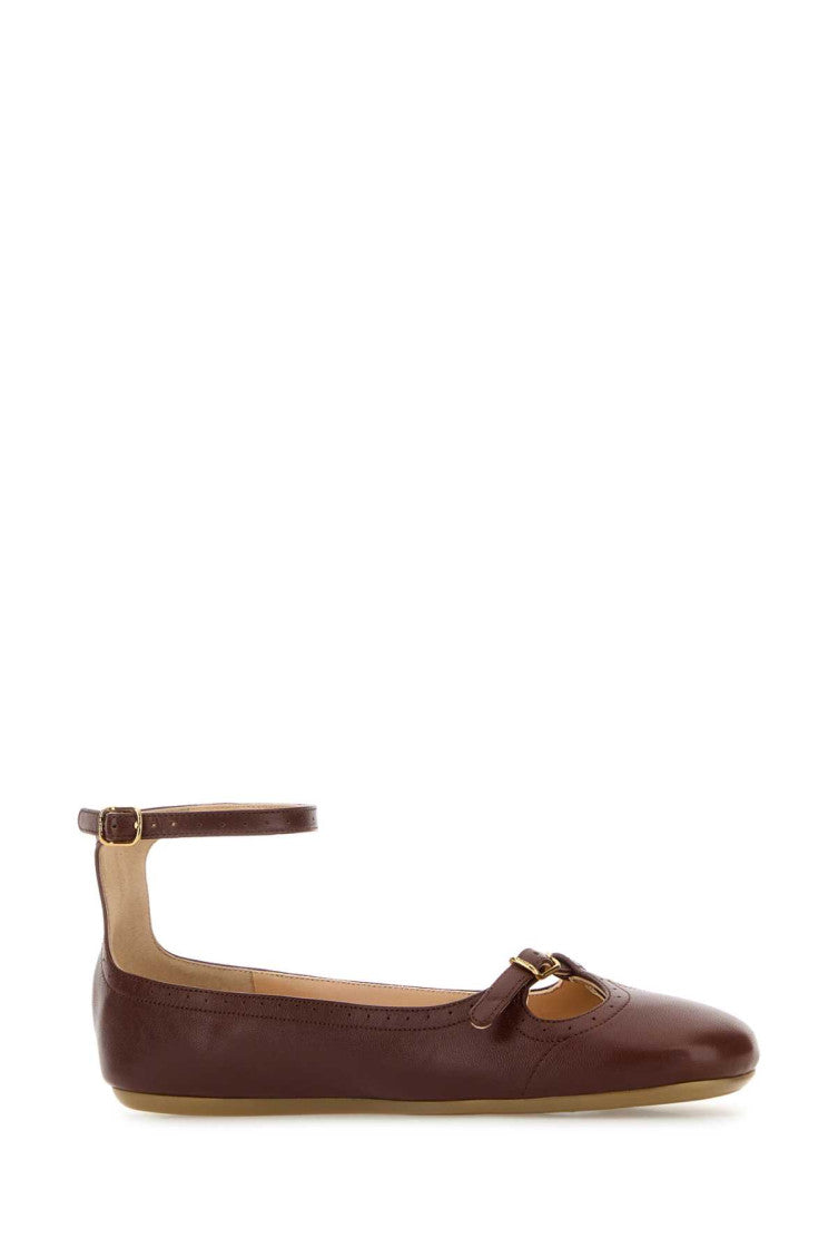 Brown Leather Ballet Flats 2