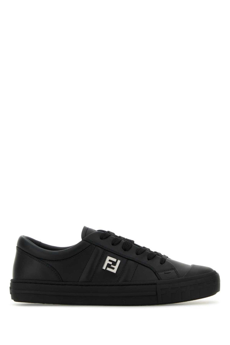 Black Leather Domino Sneakers 1