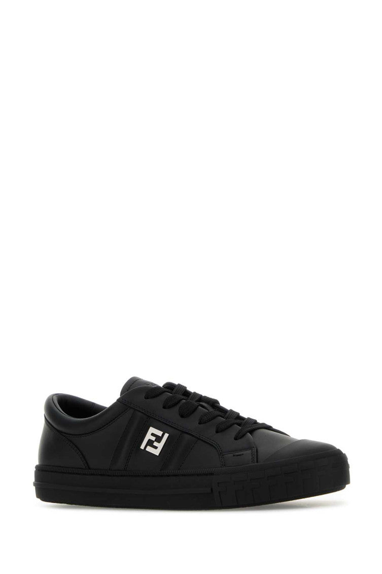 Black Leather Domino Sneakers 2