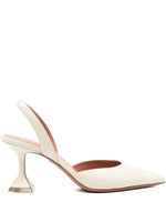 White Leather Slingback Pumps 1