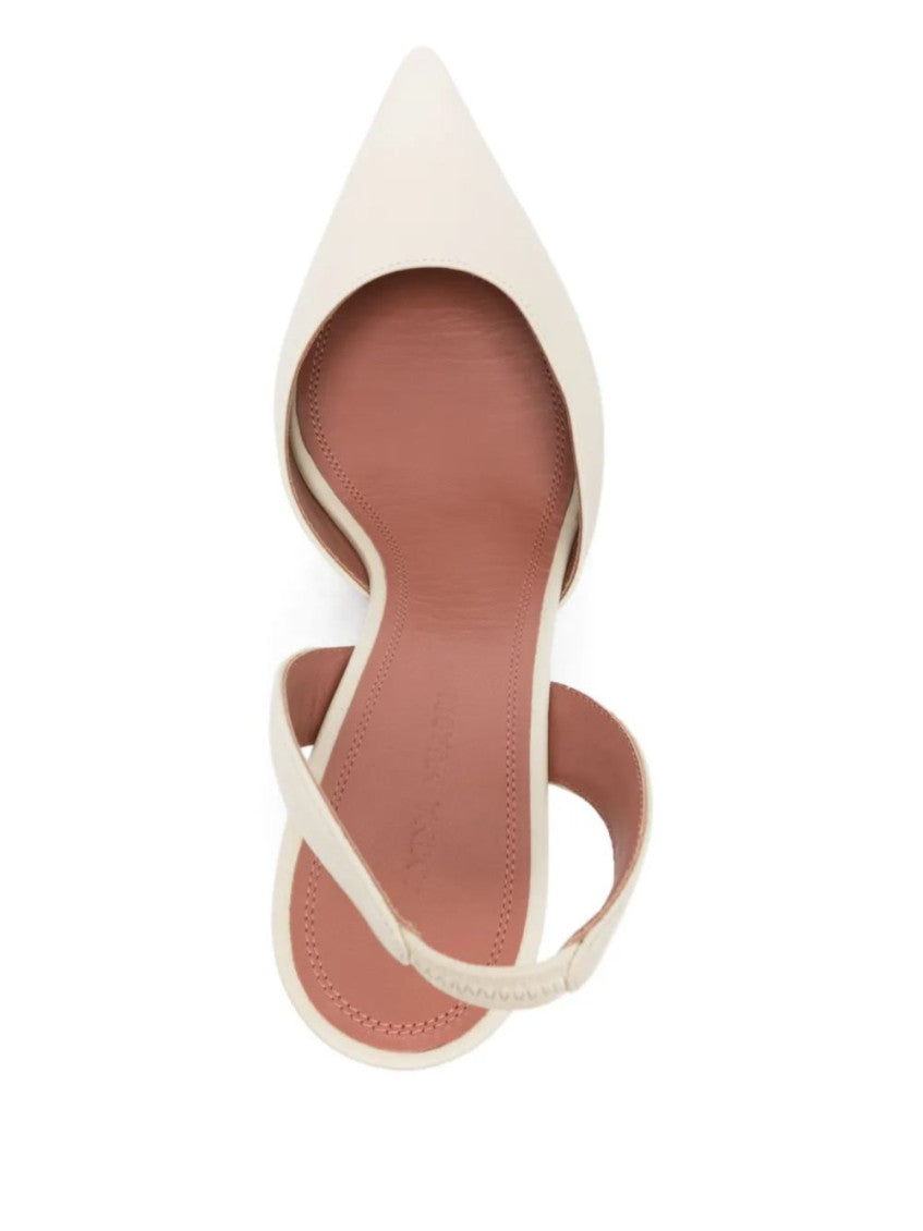 White Leather Slingback Pumps 3