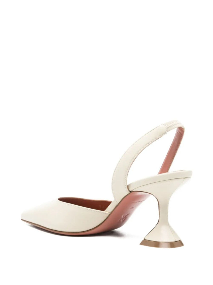 White Leather Slingback Pumps 4