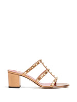 Rose Gold Rockstud Leather Heels 1