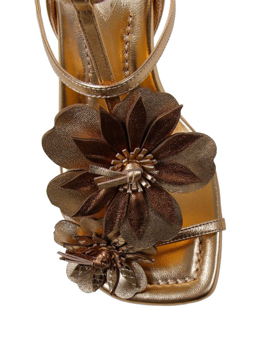 Gold Floral Embellished Heels 4