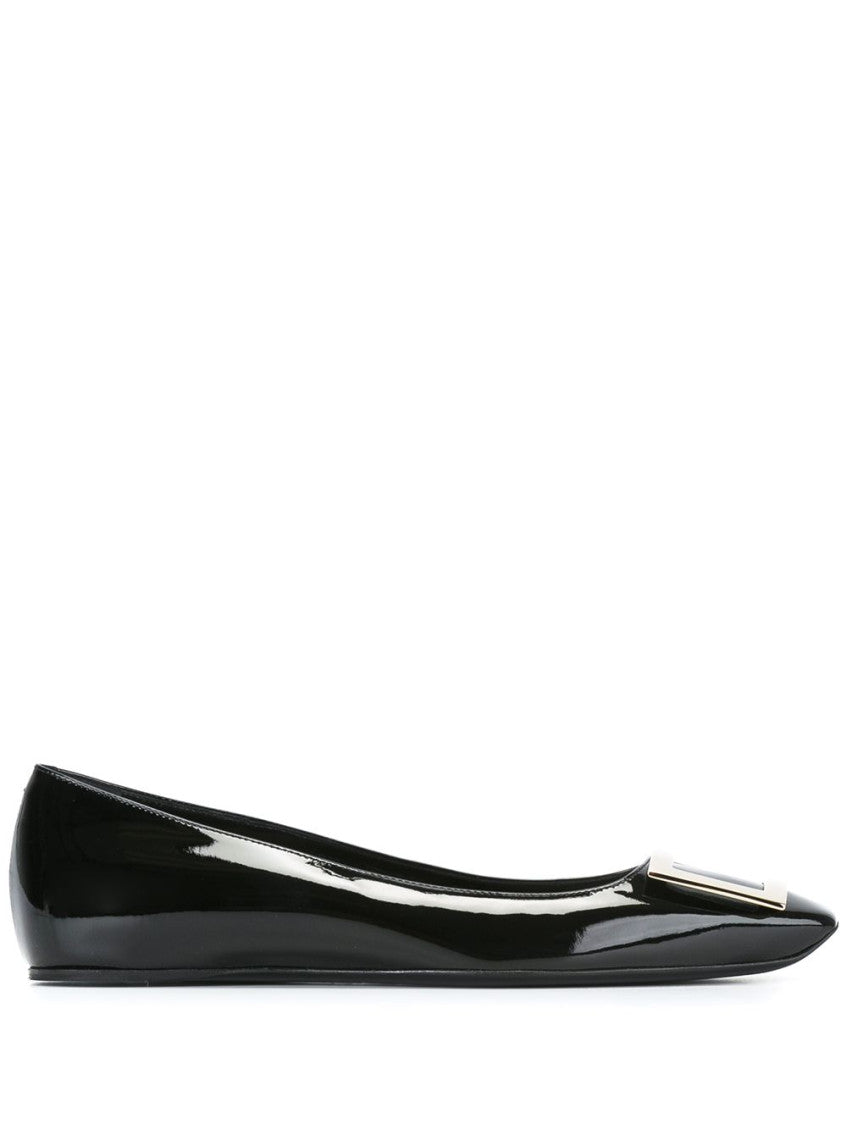 Black Leather Ballet Flats 1