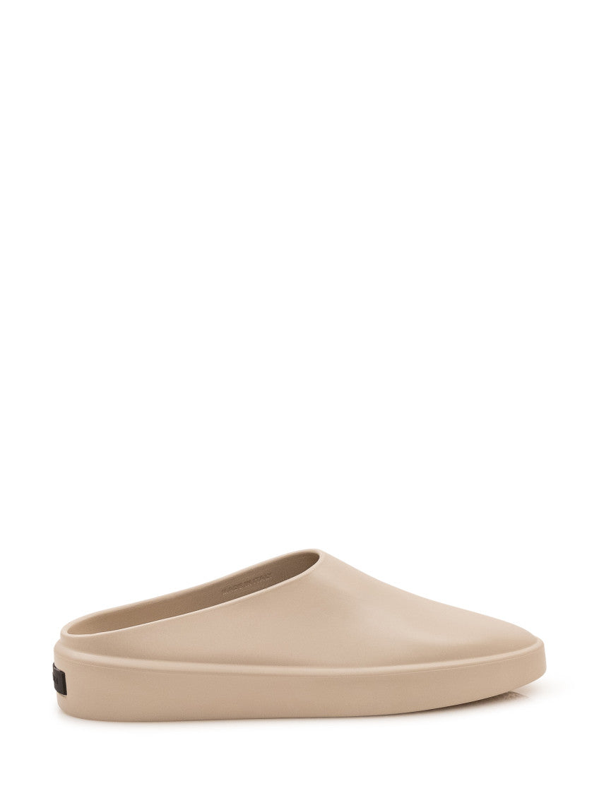 Beige Solid Mules 1