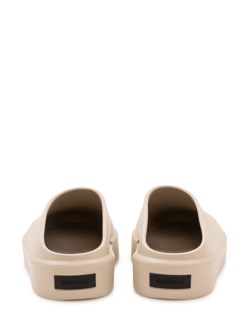 Beige Solid Mules 3