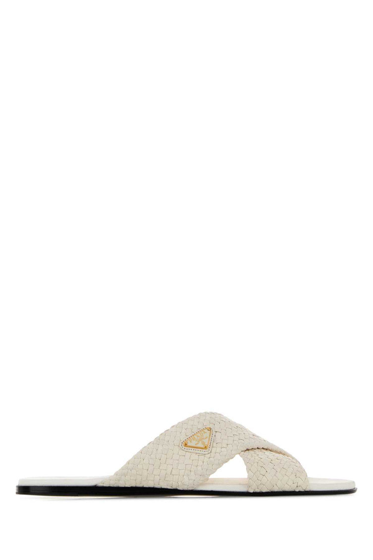 White Woven Slides 1