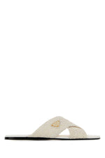 White Woven Slides 1