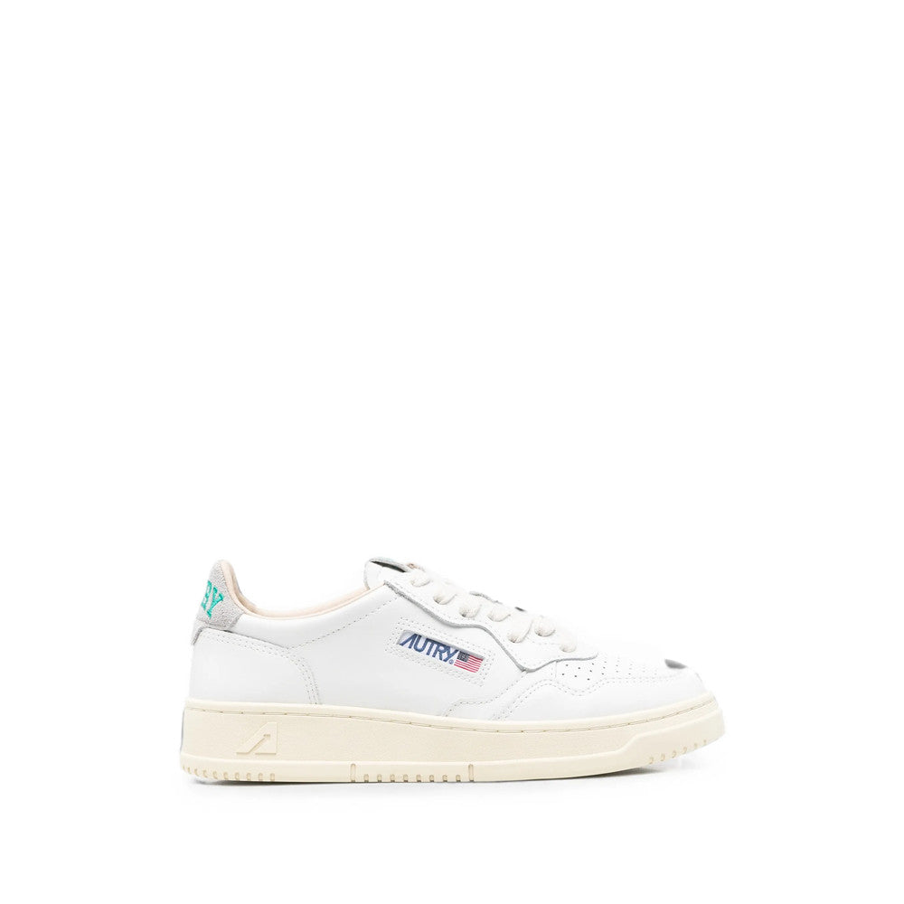 White Perforated Medalist Sneakers 1