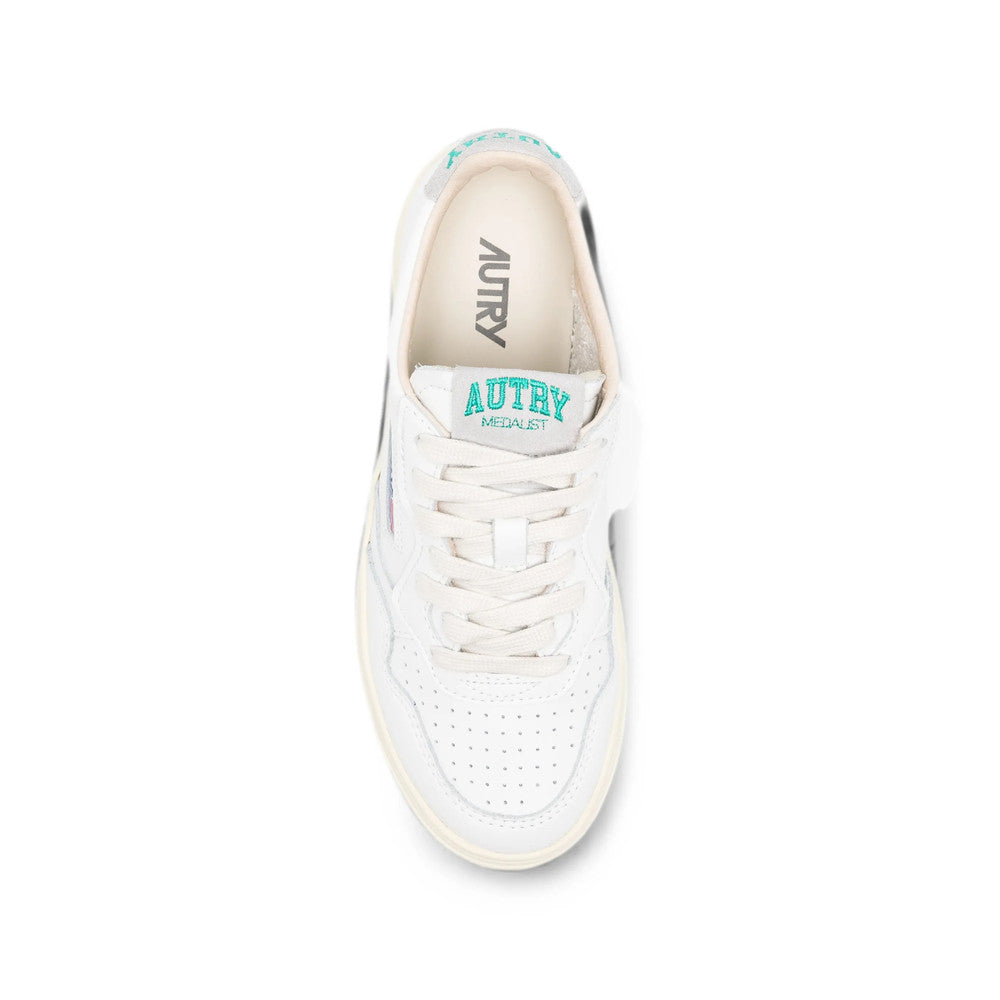 White Perforated Medalist Sneakers 4