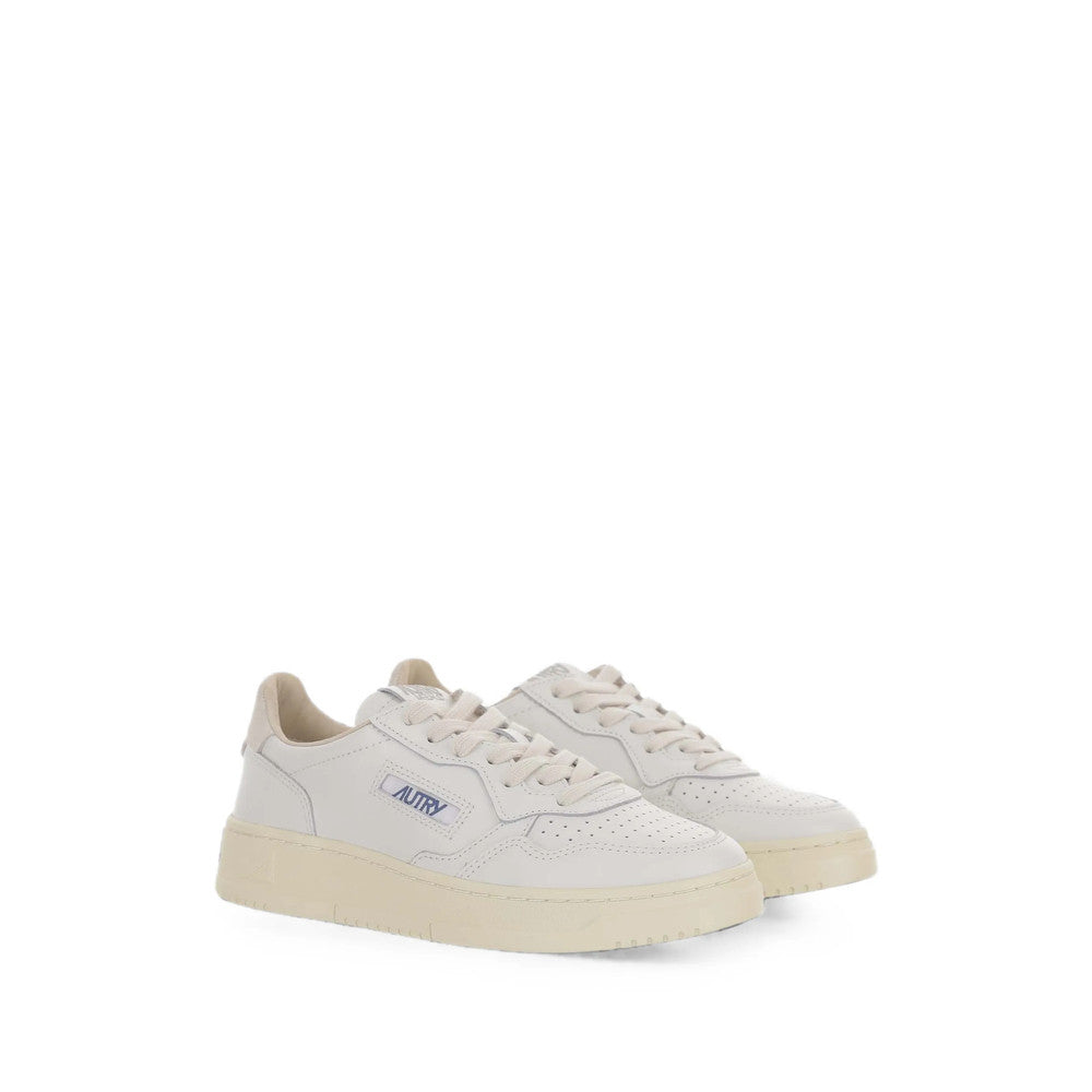 Off White Perforated Low-Top Sneakers 2
