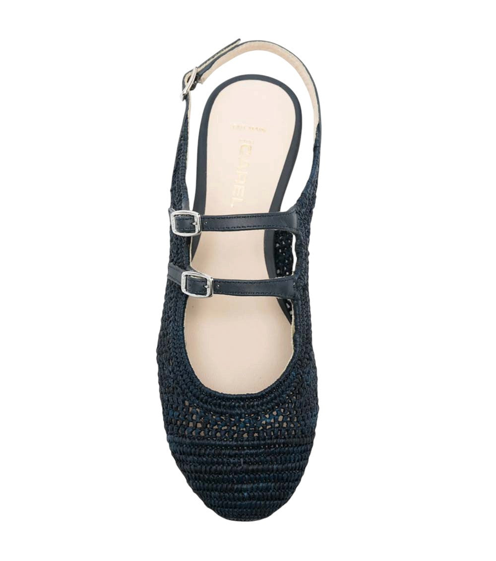 Blue Woven Ballet Flats 4