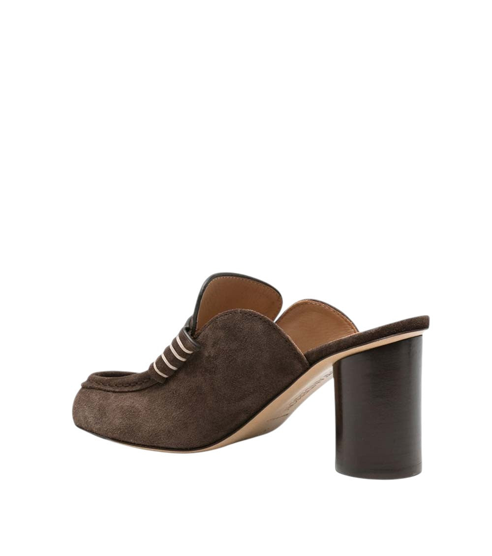 Brown Suede Loafer Mules 2