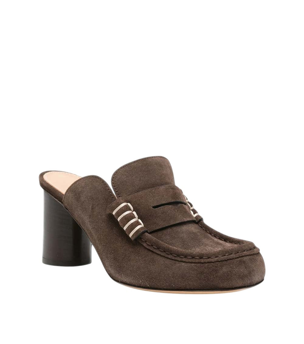 Brown Suede Loafer Mules 3