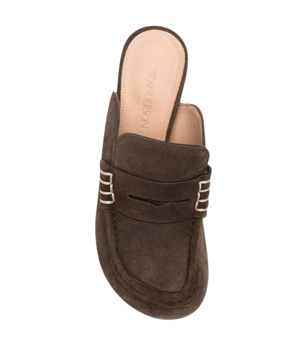 Brown Suede Loafer Mules 4