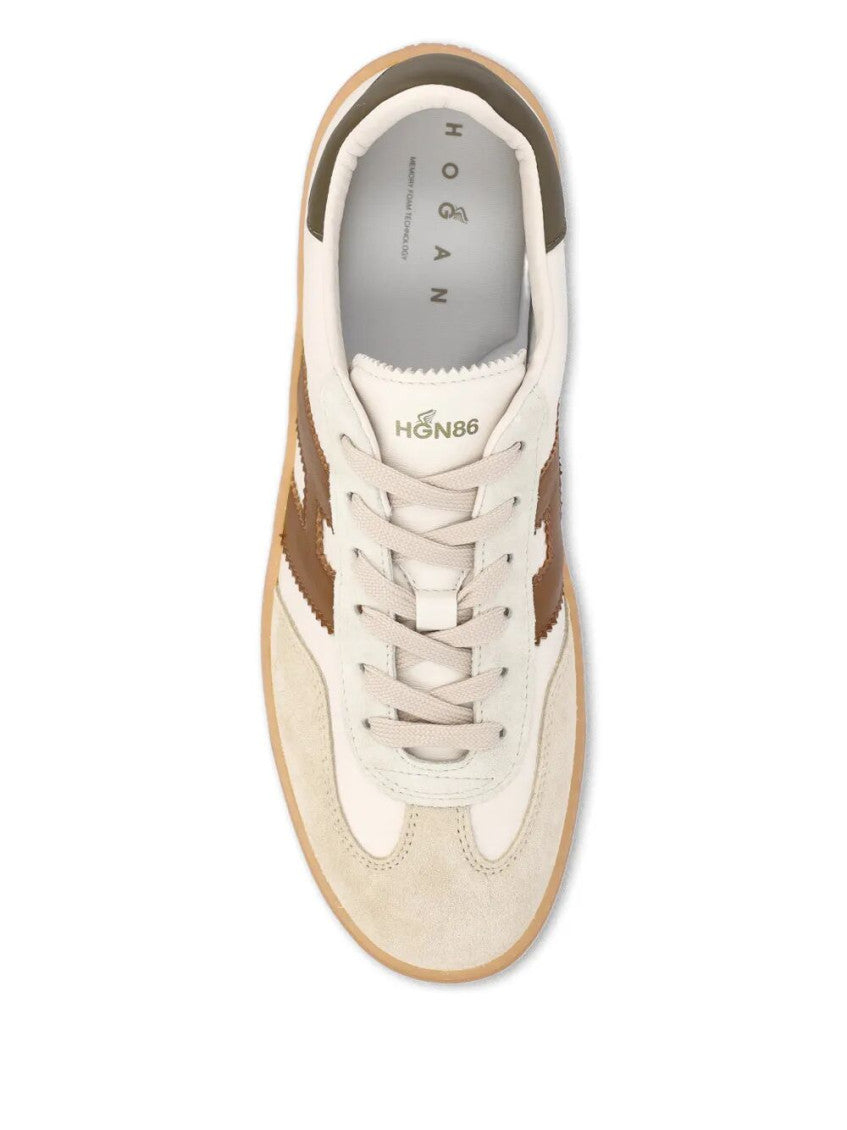 White Brown Logo Sneakers 4