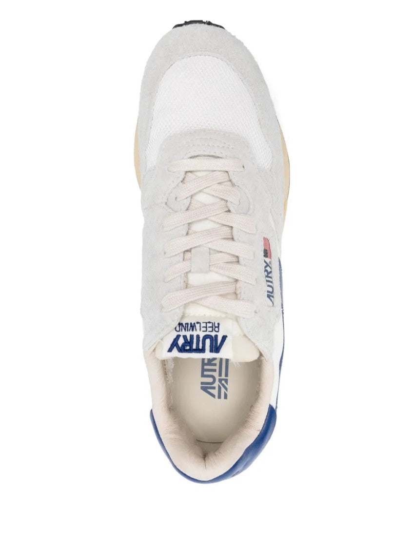 White Blue Lace Up Sneakers 5