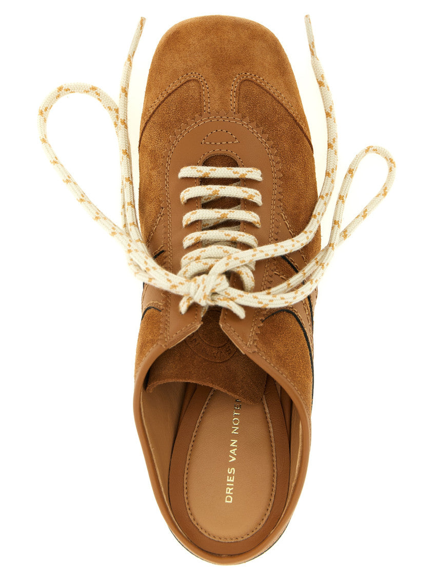 Brown Heeled Suede Sneakers 4