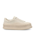 Beige Lace-up Platform Sneakers 1