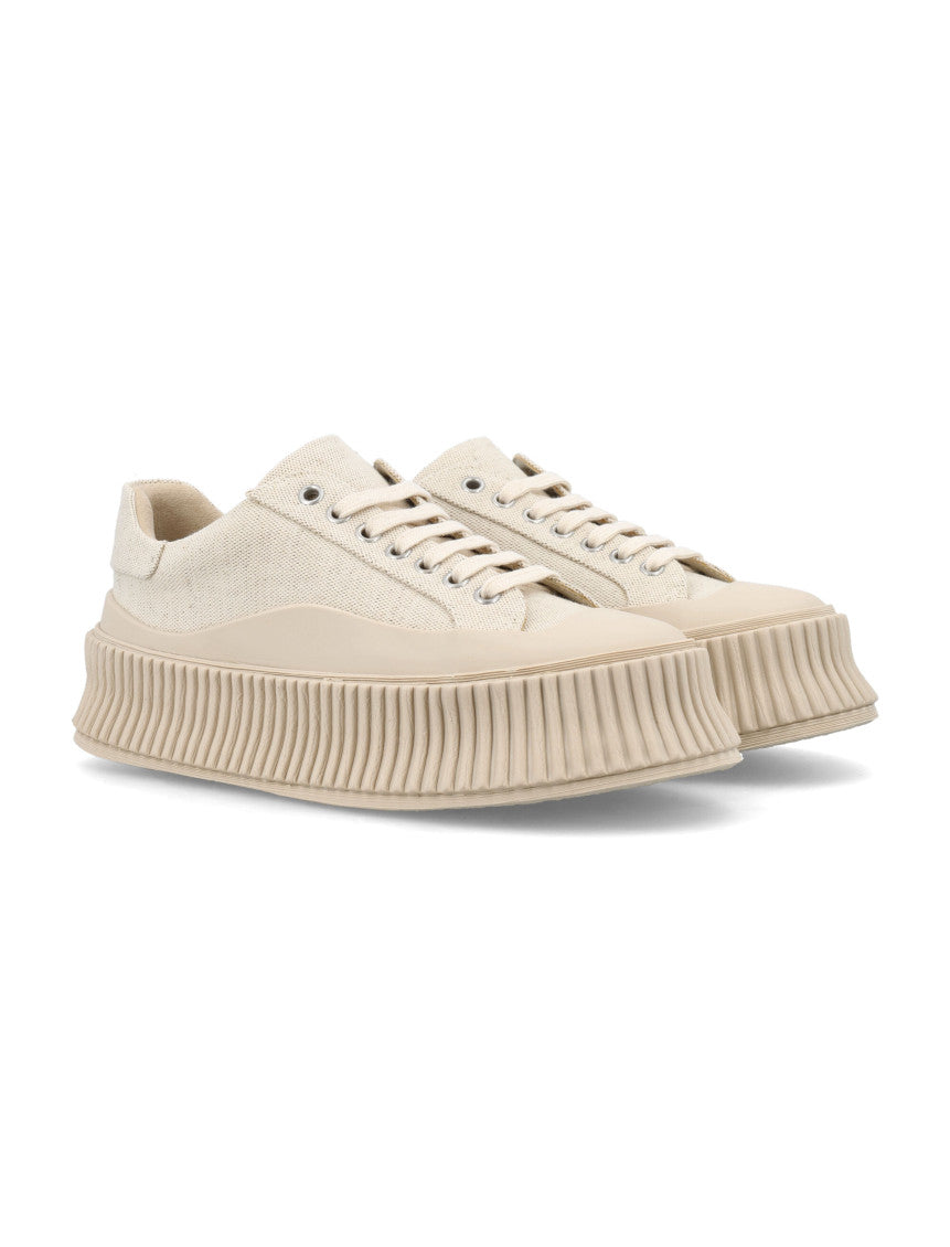 Beige Lace-up Platform Sneakers 2