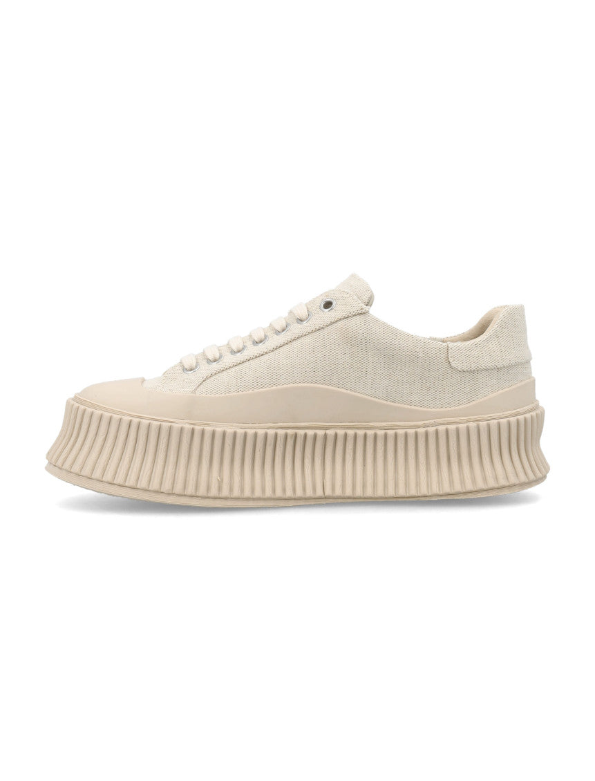 Beige Lace-up Platform Sneakers 3