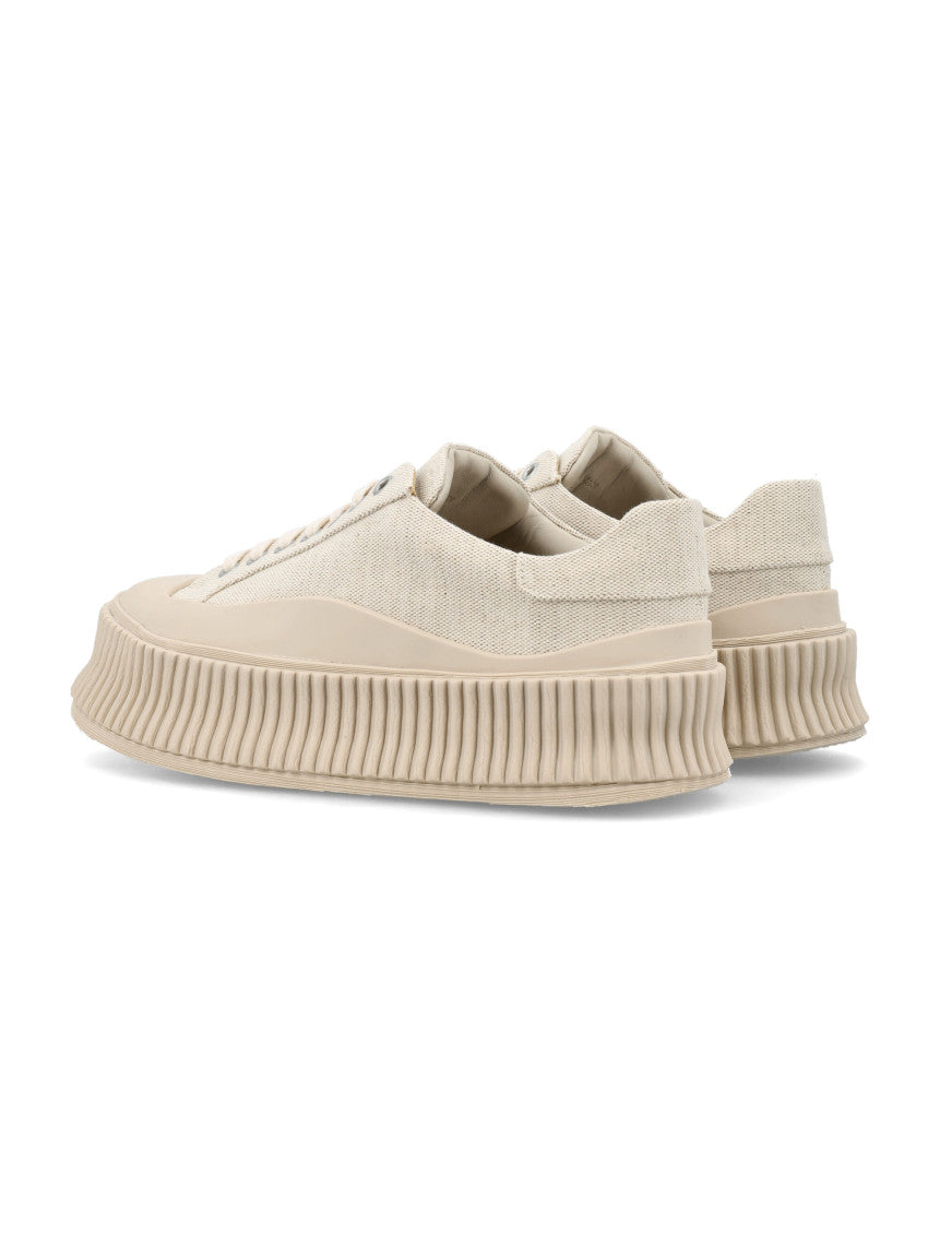 Beige Lace-up Platform Sneakers 4