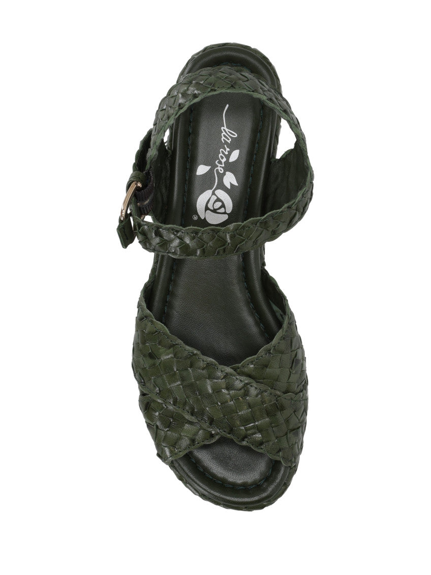 Dark Green Leather Sandals 3