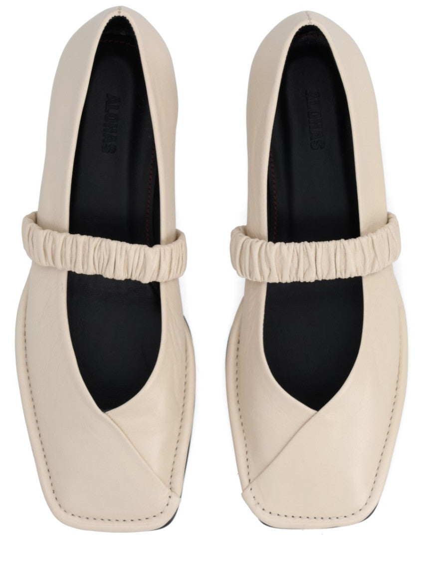 Off White Slip On  Ballet Flats 3
