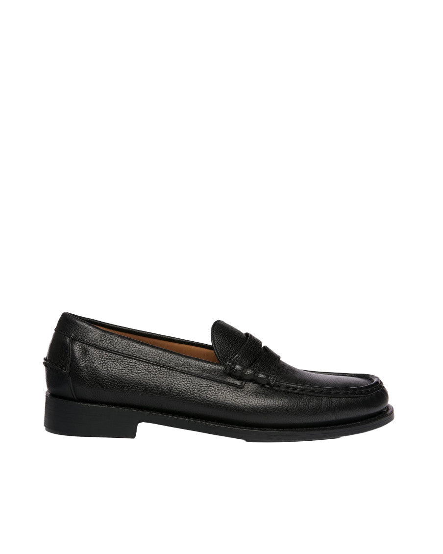 Black Textured Ravenna Loafers 1