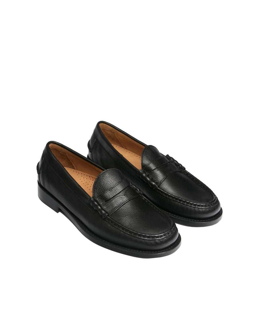 Black Textured Ravenna Loafers 2