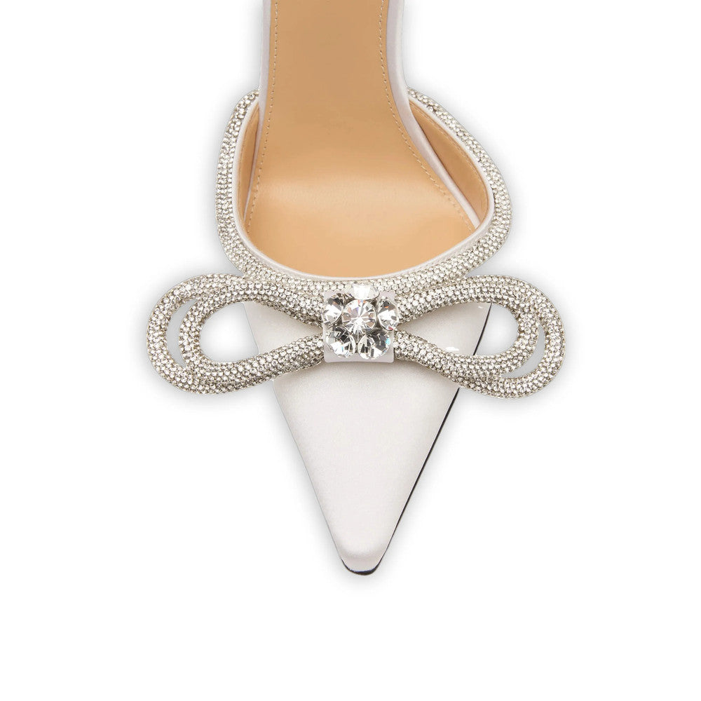 White Embellished Bow Pumps 4