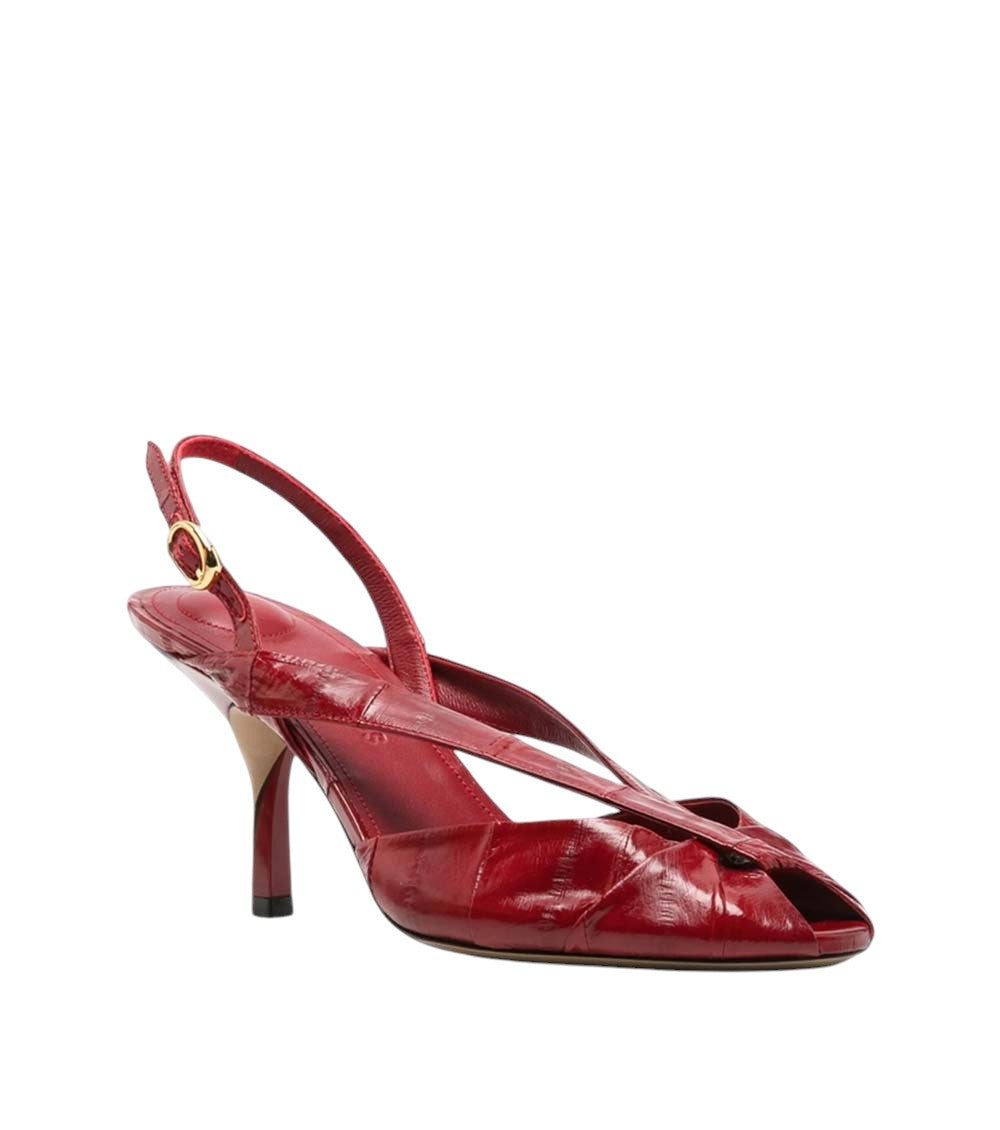 Red Textured Duelo Pumps 2