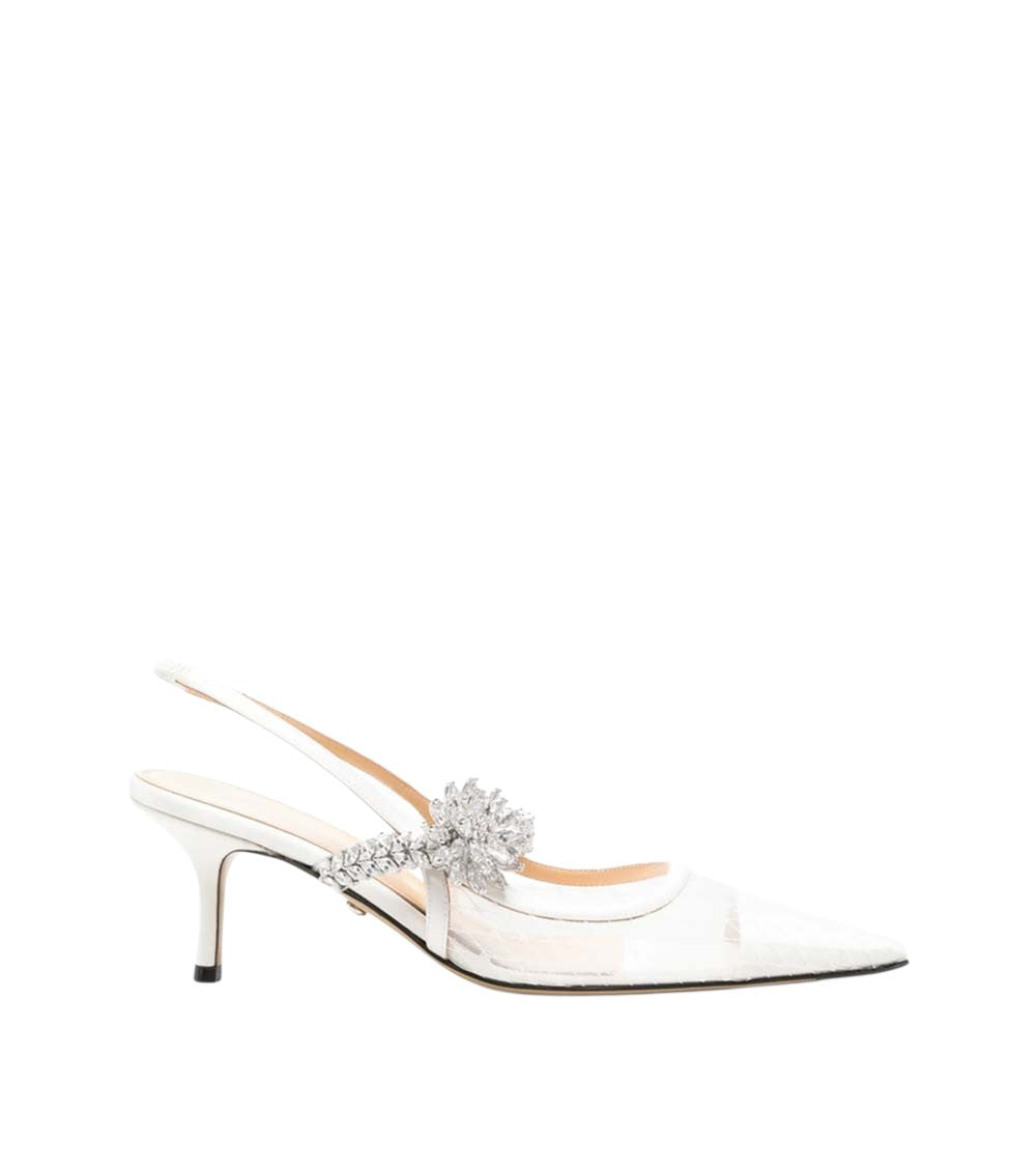 White Floral Crystal Pumps 1