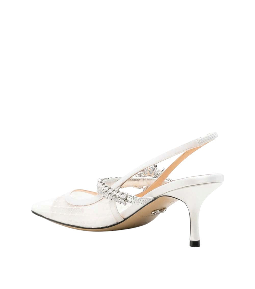 White Floral Crystal Pumps 2
