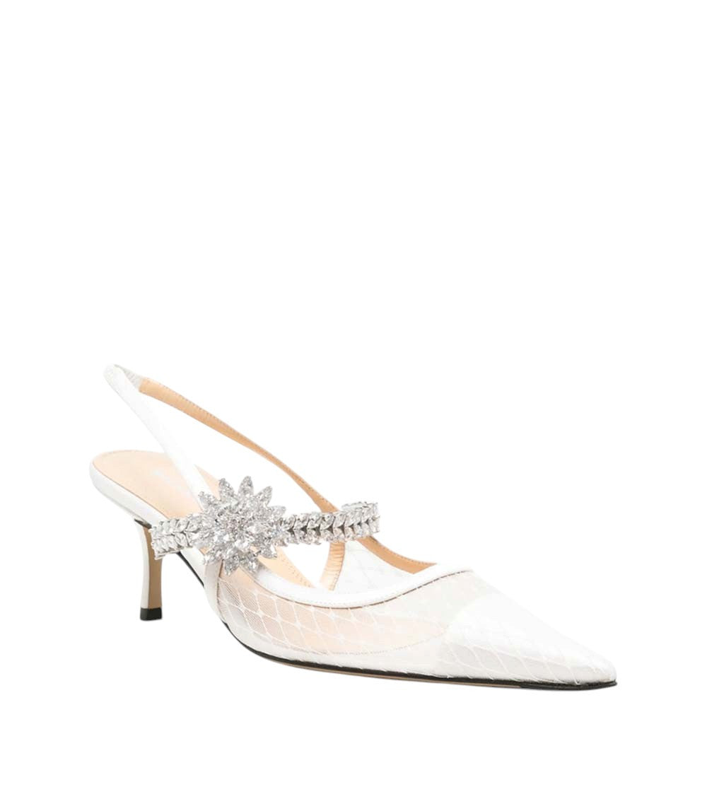 White Floral Crystal Pumps 3