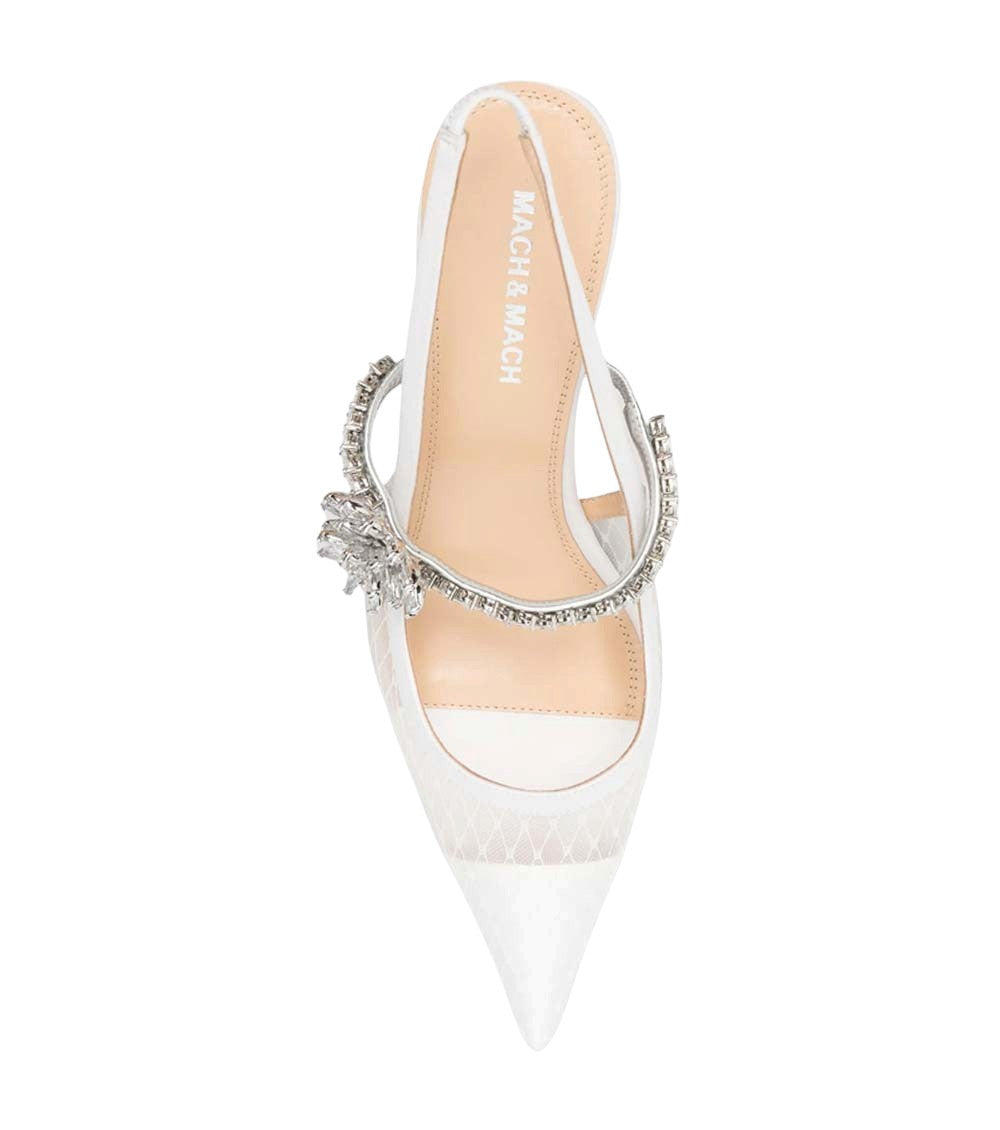 White Floral Crystal Pumps 4