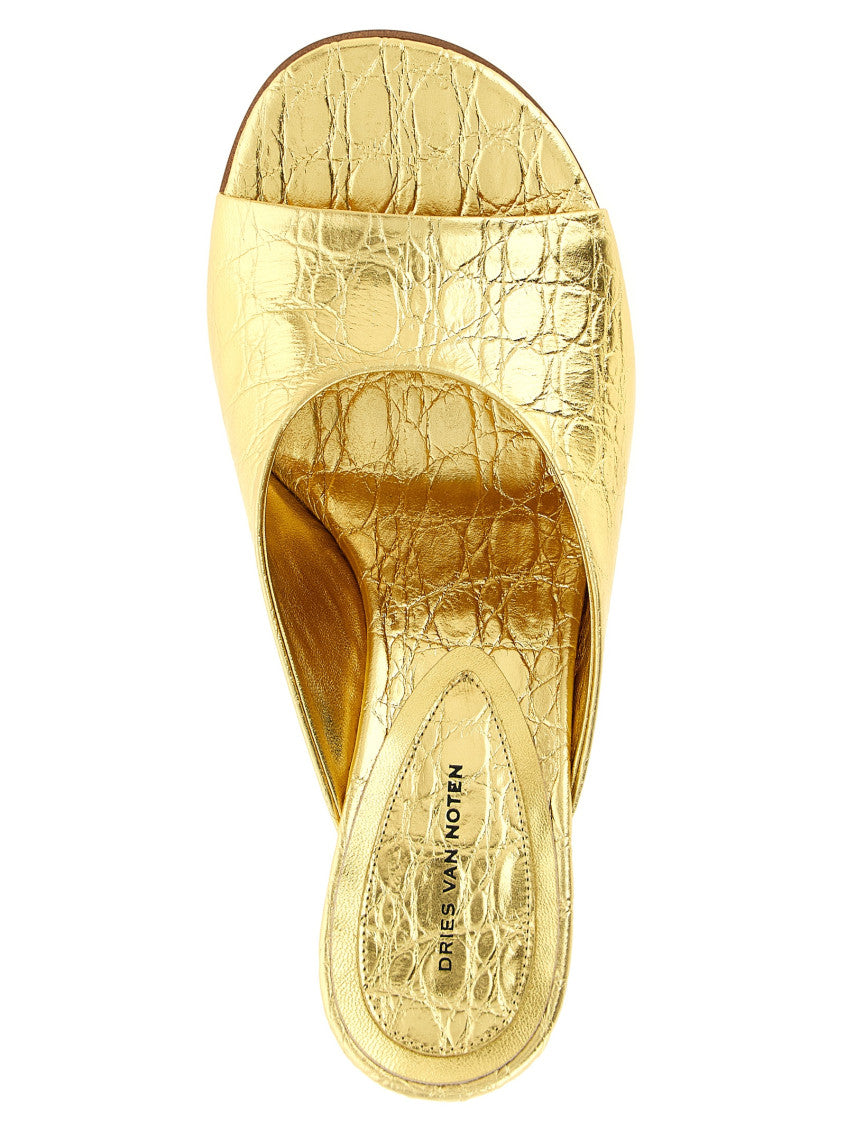Gold Curved Wedge Heels 4