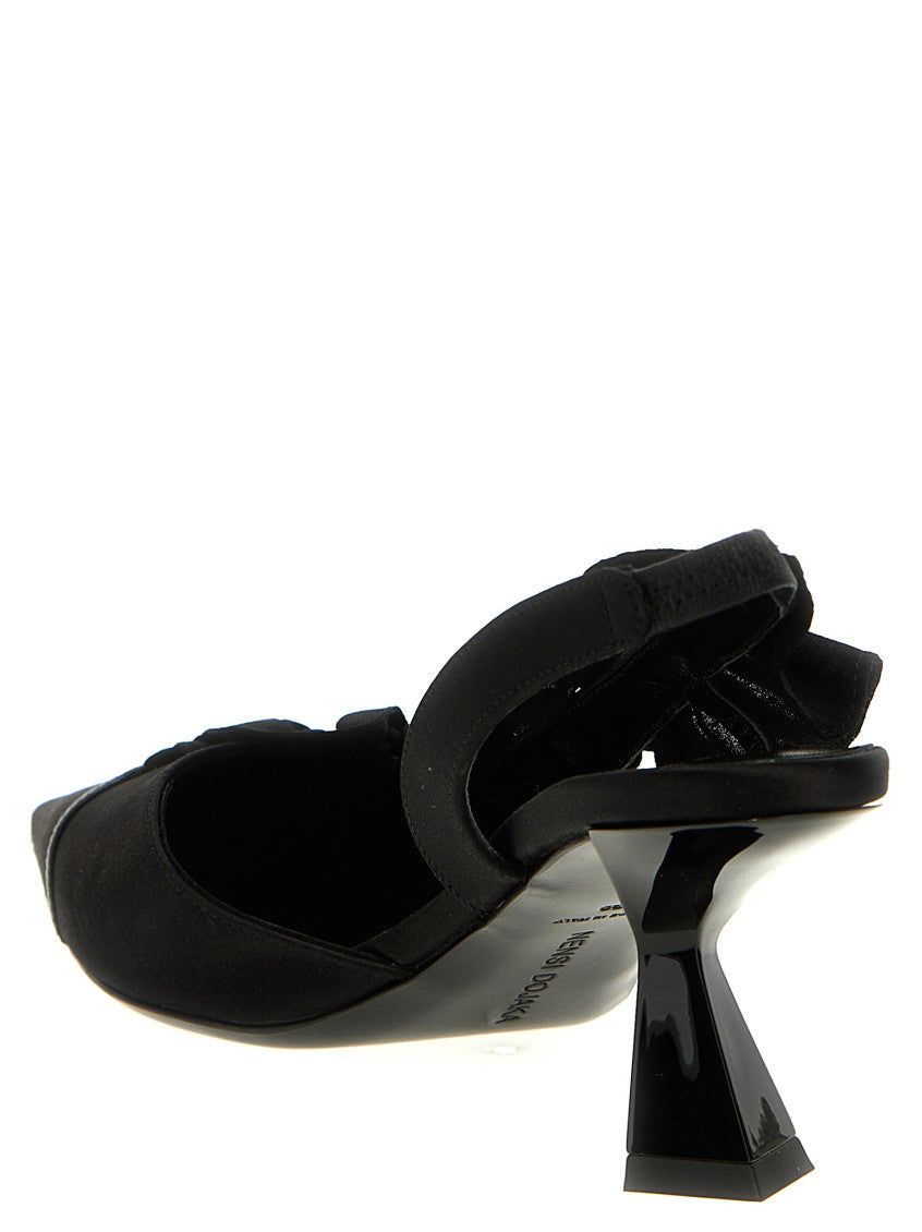 Black Slingback Ruffles Heels 2