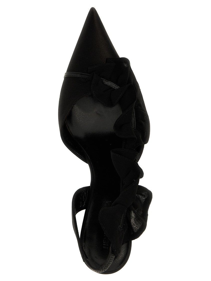 Black Slingback Ruffles Heels 3