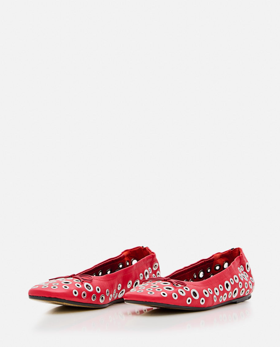 Red Leather Ballet Flats 2