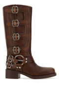 Brown Buckle Strap Boots 1
