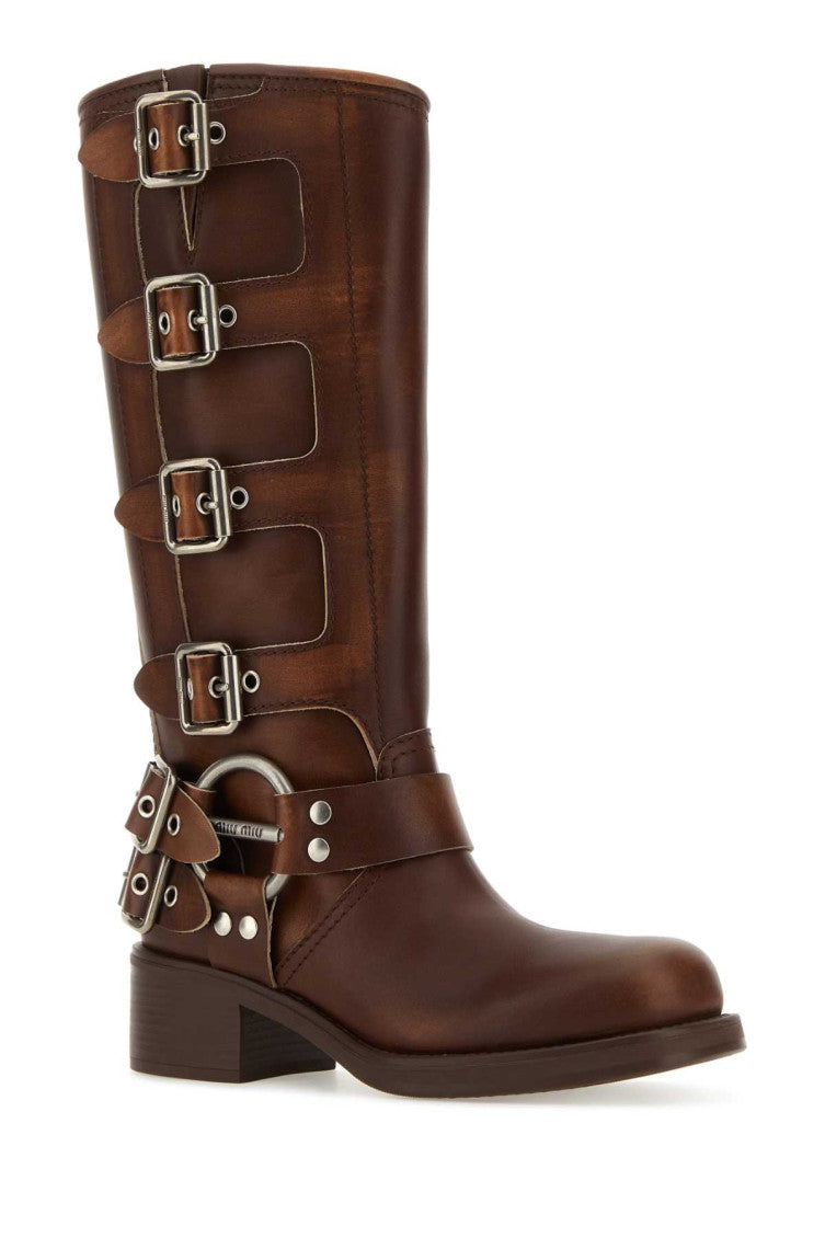 Brown Buckle Strap Boots 2